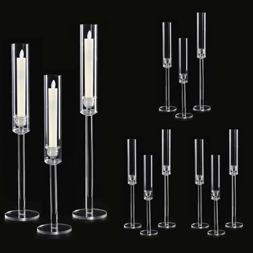 12PCS Clear Acrylic Candle Holder for Wedding Table Centerpiece by Vincidern
