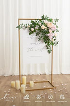 Ling's moment Wedding Artificial Flowers Swag Arch Garland, Beige & Pink - Image 2