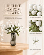 Cream White Neutral Fall Decor with Vase, Artificial Chrysanthemums Indoors - Image 3