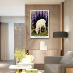 Chinese Lunar Year of the Goat Art Poster – White Goat Under Wisteria Arch Aesthetic Home Decor Posters for Room Wall Art and Apartment 8X12 in Black Framed - Image 7