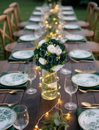 BLOSMON Green Flowers Centerpieces for Party: 15 Faux Silk Roses, 6 Pcs - Image 6