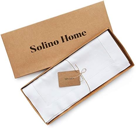 Solino Home 100% Linen Table Runner White, Classic Hemstitch 14 x 156 in - Image 5