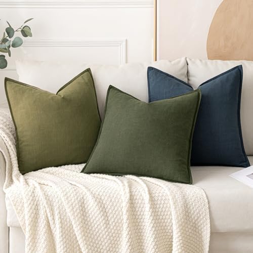MIULEE Decorative Linen Euro Sham Pillow Covers 26x26 Inch Green - Image 4