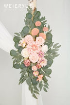 Artificial Wedding Arch Flowers Kit(Pack of 3),2Pcs Artificial Flower Arch Decor,1Pcs Sheer Drape for Wedding Ceremony Arbor for WeddingCeremony (Romantic Pink) - Image 4