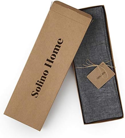 Solino Home 100% Linen Placemats Charcoal Grey, Athena 14 x 19 in, Set of 4 - Image 3