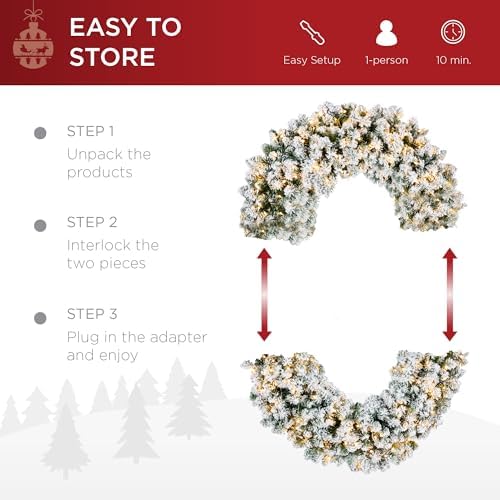 Best Choice Products 48in Large Flocked Artificial Pre-Lit Fir Christmas Wreath Holiday Accent Decoration w/ 200 2-in-1 LED Lights, 714 PVC Tips - Image 5