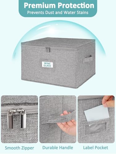 Cirhy Hard Shell Wine Glass Storage Box, Holds 24 Glasses, 2-Pack, Grey - Image 5