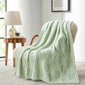 Snuggle Sac Faux Fur Checkered Blanket Twin Size,Super Soft Reversible Cozy Warm Blanket for Sofa Bedroom,Cute Lightweight Striped Throws for Women,Heather Sage Green,60x80 inches by SnuggleSac