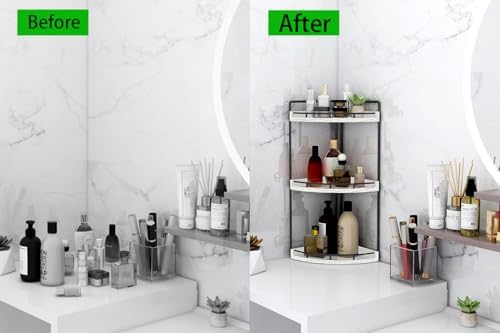 Dorhors Corner Bathroom Organizer Countertop,Vanity Counter Storage Shelf - Image 7