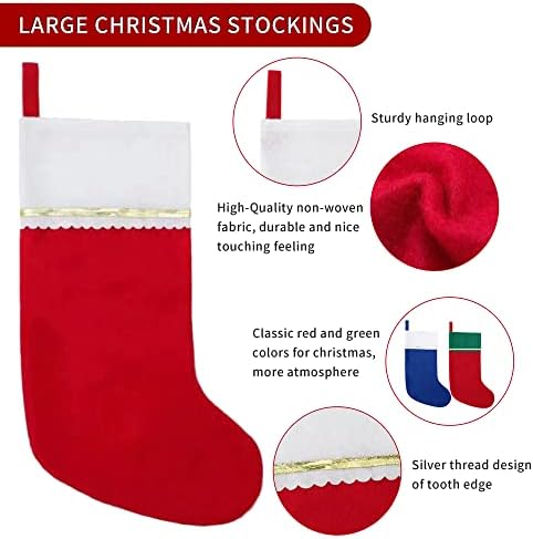 100 Pack Felt Christmas Stockings, 19 Inches Red and White Christmas Stockings Hanging Ornaments, White Cuff with Gold Trim Christmas Stockings for Family Christmas Holiday Decorations - Image 3