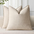 decorUhome Fall Beige Linen Throw Pillow Covers 26x26 Set of 2 by decorUhome