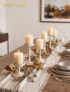NUPTIO Wood Candle Holders for Pillars: Set of 3 Rustic Candle Stands - Image 5