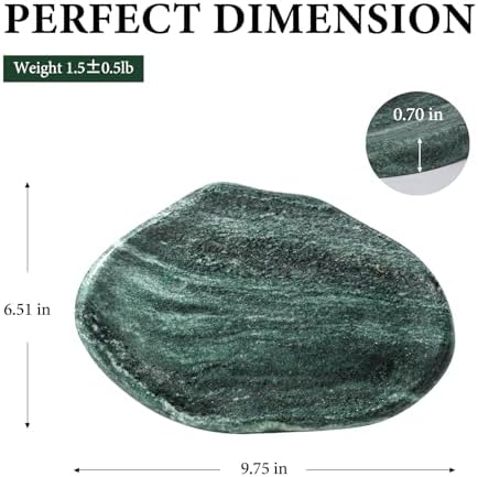 Koville Green Marble Cloud Shape Vanity Tray, Serving Stone Key Tray for Home Decor, 10" x 7" Luxurious Natural Marble Storage Trays for Bathroom, Stone Plate Holder for Perfume, Candle and Jewelry - Image 2