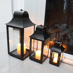 Lanterns Decorative Indoor & Outdoor, 22'' 16'' 11'' Large Candle Lanterns Decorative for Front Porch, Metal Frame Square Holders with Glass, Vintage Patio, Garden, Yard Spring Decor - Image 7