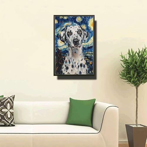 Metal Sign Vintage Tin Sign Dalmatian Starry Night Spots Dotted Dalmatian in Night for Home Fire Station and Seasonal Celebrations Rustproof Aluminum 8×12 Inches with Metal Frame - Image 2