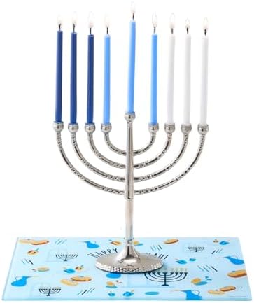 Rite Lite Tempered Glass Menorah Drip Tray Fun Whimsical Hanukkah Tray Display Centerpiece Jewish Holiday Party Favor Decorations Chanukah Gifts Judaica Decor Festival of Lights Hostess Gifts 11.75"L - Image 4