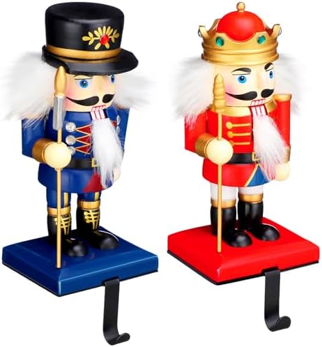 Cinnvoice 2 Pcs Wooden Nutcracker Soldier Christmas Stocking Hangers by QinYee