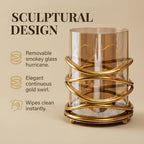 Decozen Candle Holder with Glass and Decorative Metal in Swirl Design for Home Decor Console Table Centerpiece Dining Living Room Bedroom Office Farmhouse Events Wedding Decorations - Set of 2 - Image 5