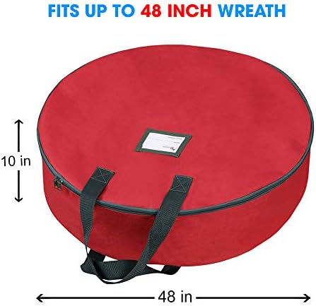 Heavy Duty Christmas Wreath Storage Bag 48" - Handles Made Of Durable 600D Oxford Polyester Material Storage Bag Extra Large 48” Holiday Wreaths Container (Red) - Image 3