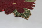 COTTON CRAFT Christmas Beaded Table Runner -13x36 inch Poinsettia Red Green - Image 7