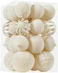 30pcs Velvet Christmas Ball Ornaments, Flocked Shatterproof Christmas Ornaments Hanging Xmas Tree Decorations Set for Home Party Holiday Decor (Multi-Size, Cream) by Unknown