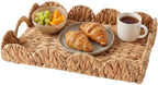 Rectangle Wicker Scalloped Tray, Rattan Serving Trays with Handles, Seagrass Basket for Decorative & Organizing by AKAGI