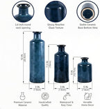 Mowtanco Blue Ceramic Vases Home Decor, 3 Small Modern Farmhouse Vases - Image 2