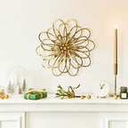 Remenna Metal Flowers Wall Decor, Metal Rustic Wall Art Decoration Farmhouse Wall Decorations Multiple Floral Hanging Decor for Bathroom Living Room Home Office Garden Kitchen 13inch (Rustic Gold) - Image 5