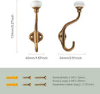 TUNNY Coat Hooks - 5 Pack Antique Brass Towel Hooks Robe Hooks Decorative Wall Hooks for Bathroom Bedroom Kitchen Towel Robe Clothes Cabinet Closet Bathroom Hardware - Image 3