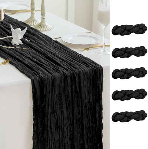 Sioloc Black Cheesecloth Table Runner Fall Autumn Decor for Home 10ft Table Cloth for Wedding Birthday Party Halloween Thanksgiving Decorations by HEALTHYCOMFORTLIFE