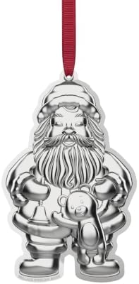 Wallace Sterling Silver Santa Ornament 2026-10th Edition Annual Collectible Christmas Ornament, Handcrafted in USA, Includes Gift Box and Velvet Pouch by Wallace