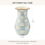 MACKENZIE-CHILDS Enamel Tall Vase, Light-Blue-and-White Sky Check - Image 4