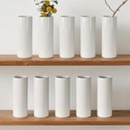 Modern White Ceramic Vase Set of 10 for Living Room Bedroom 7.08'' Minimalist Fresh Small Flower Vases for Bouquet Fake Plant Home Decor Office Fireplace Centerpieces Nordic Style 10 Pack by LIZOFER
