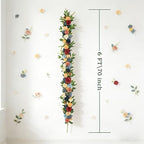 70 Inch Spring Garland - Farmhouse Boho Faux Flower Garland with Roses, Dahlias & Greenery, Hanging Wreath for Wedding Arch, Home Decor, Party Backdrop Spring Front Door Fireplace Table Decor - Image 3