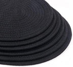 Braided Placemats Set of 6, Cotton Fabric Oval Table Mats Non Slip Washable 16 * 12 inch Oval Place Mats, 6 Pack Black Cotton Rope Woven Placemats for Wedding Birthday Baby Shower Party Decoration - Image 3