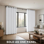 KOUFALL Extra 84 Inch Wide White Curtains for Living Room, 84 Inches Long Room Darkening Semi Blackout Grommet Thermal Insulated Bedroom Curtains Drapes 84 Inch Length 1 Panel - Image 2