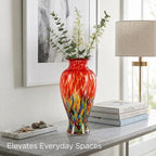 Red Green Hand Blown Glass Vase 11.8" Tall Beautiful Designer Flower Vase - Image 3