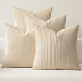 MIULEE Soft Corduroy Decorative Throw Pillow Covers Beige 20x20 by MIULEE