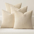 MIULEE Soft Corduroy Decorative Throw Pillow Covers Beige 20x20 by MIULEE