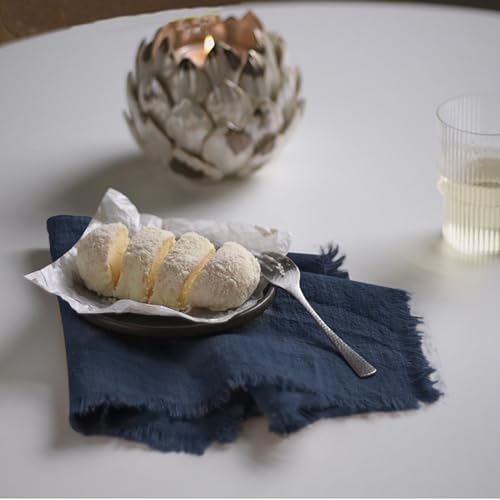 Handmade Cloth Napkins 100% Cotton Napkins with Fringe，Delicate Handmade Cloth Napkins for Dinners, Parties, Weddings and More，18 x 18 Inch Set of 12 - Navy Blue - Image 4