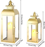 JHY DESIGN Set of 2 Gold Stainless Steel Decorative Candle Lanterns 20.5"&15" High Metal Candle Lanterns for Indoor Outdoor Events Parities Weddings Vintage Style Hanging Lantern - Image 4