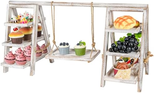 Flenpptly Wooden Cupcake Stand, 3 Tier Cupcake Display Stand, White by Flenpptly