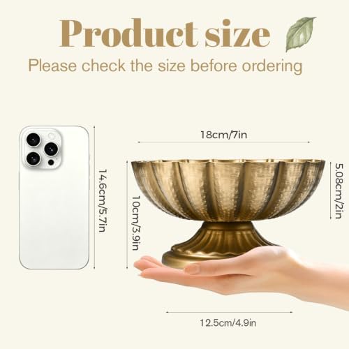 7'' Wide 3.94'' High Vintage Gold Compote Pedestal Vases for Centerpieces - Image 2