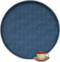 HofferRuffer Large Round Serving Tray 24'', Elegant Faux Leather Circle Ottoman Table Tray, Serve Tea Coffee Breakfast in Bedroom Living Room Kitchen (Blue) by HofferRuffer