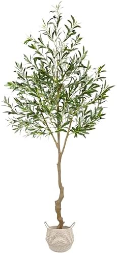 Warmplants Artificial Olive Tree 7ft Fake Plant with Woven Basket - Image 2