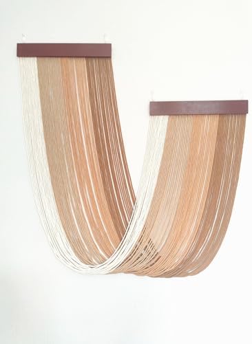 Tie-Dye Macrame Wall Hanging Large 46" Wx36 L Dip Dye Yarn Tapestry Home Boho Wall Decor Ombre Art Headboard Bedroom Living Room Apartment,Brown - Image 2