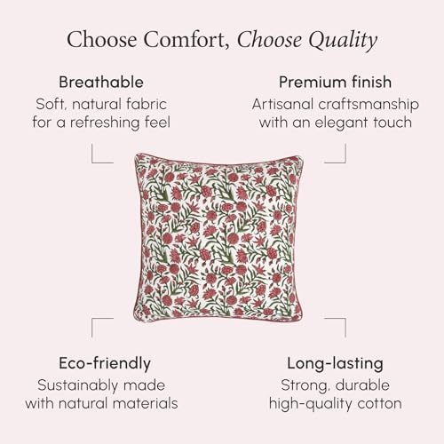 CPC Red Garnet Block Print Throw Pillow Covers 24x24 Inch, Set of 2 - Image 6
