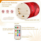 ALAZA Valentines Day Glitter Red Hearts Flickering Flameless Candles Battery Operated with Remote Timer,Tea Light Candles LED Pillar Votive Candles Set of 2 for Outdoor Indoor Decorations - Image 4