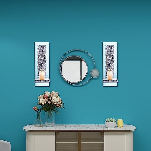 Mirrored Wall Candle Sconces Holder Set of 2, Wall Decor Living Room - Image 3