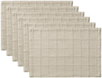 ZeeMart Linen Checked Farmhouse Placemats Set of 6, Oatmeal 13x19in - Image 7